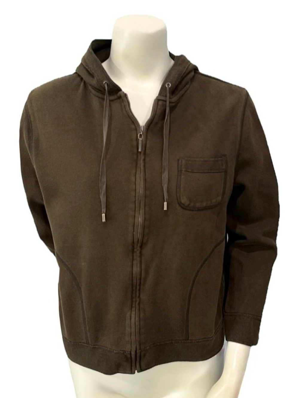 Vintage Lauren Jeans Co Ralph Lauren Brown Full Zip Hoodie Petite Small Y2K